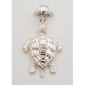 RARD936PS Sterling Silver Diamond Cut Moveable Turtle Pendant 